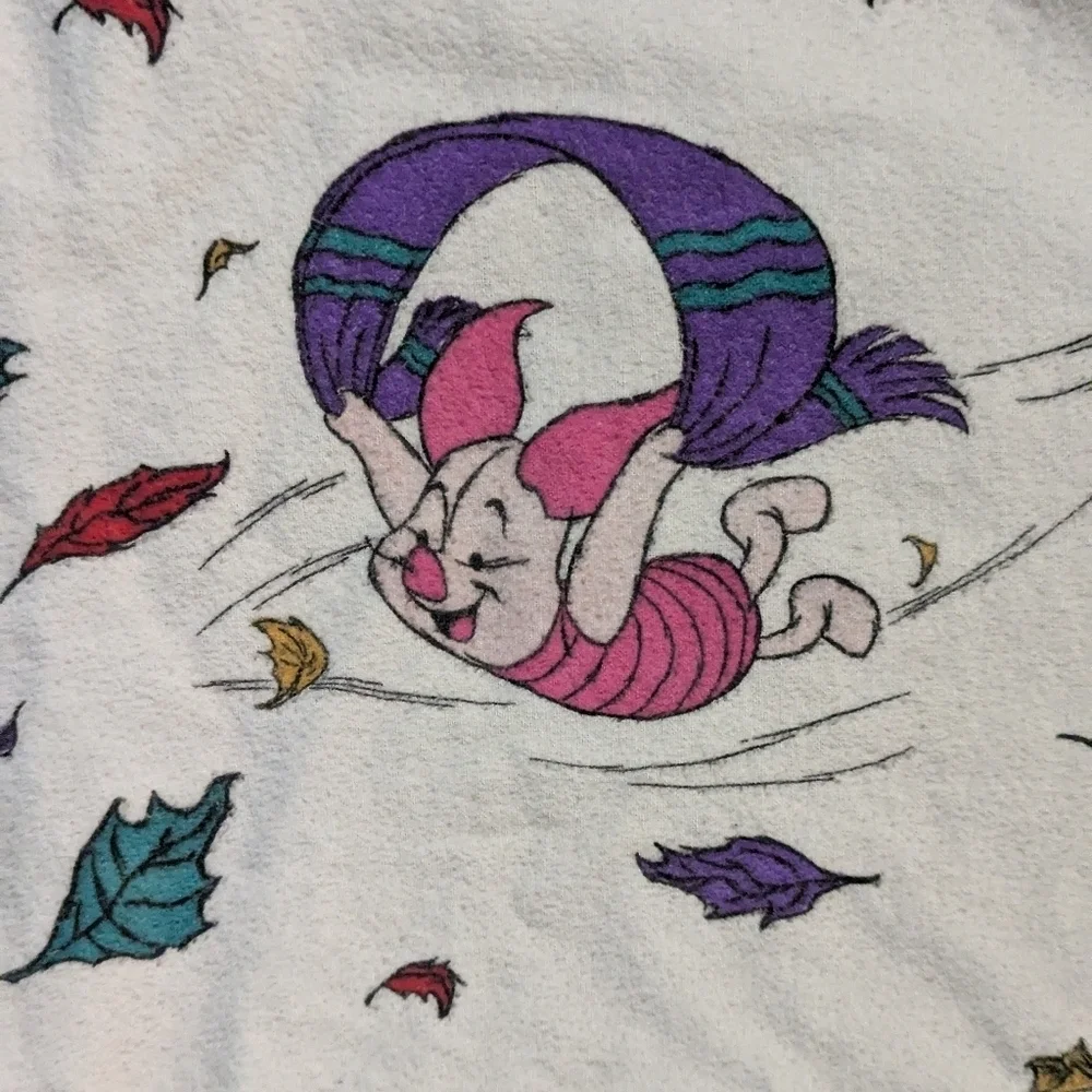Vintage Disney Winnie The Pooh Twin Fitted Sheet Cotton Flannel Piglet Kites